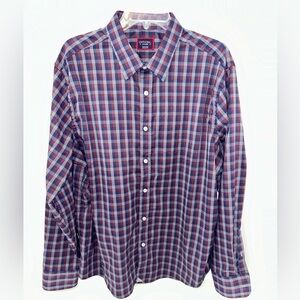 UNTUCKit blue red plaid, long sleeve‎ button down shirt sz XL